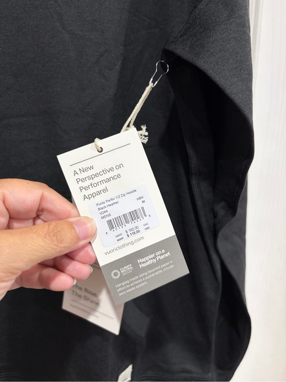 Vuori Men's Medium Ponto Performance Half Zip Hoodie Black Heather NWT Travel - Picture 6 of 9